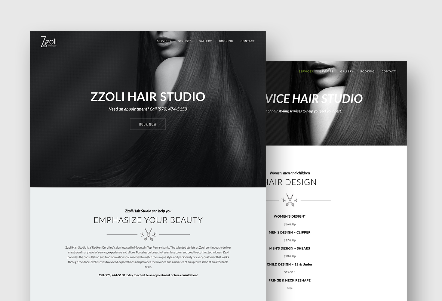 Website Design for Zzoli Hair Studio